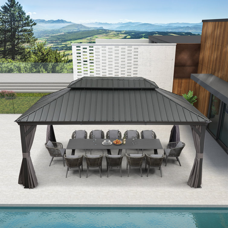 Purple Leaf 12' X 18' Outdoor Galvanized Hardtop Gazebo With Canopy